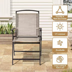 Crestlive Products 6 PCS Patio Dinning Set 4 Folding Chairs Square Tempered Glass Table and Umbrella Set