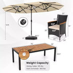 Costway Ensemble de salle à manger en osier de 11 pièces avec parasol de jardin double face 8 chaises orange/turquoise