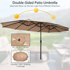 Costway Ensemble de salle à manger en osier de 11 pièces avec parasol de jardin double face 8 chaises orange/turquoise