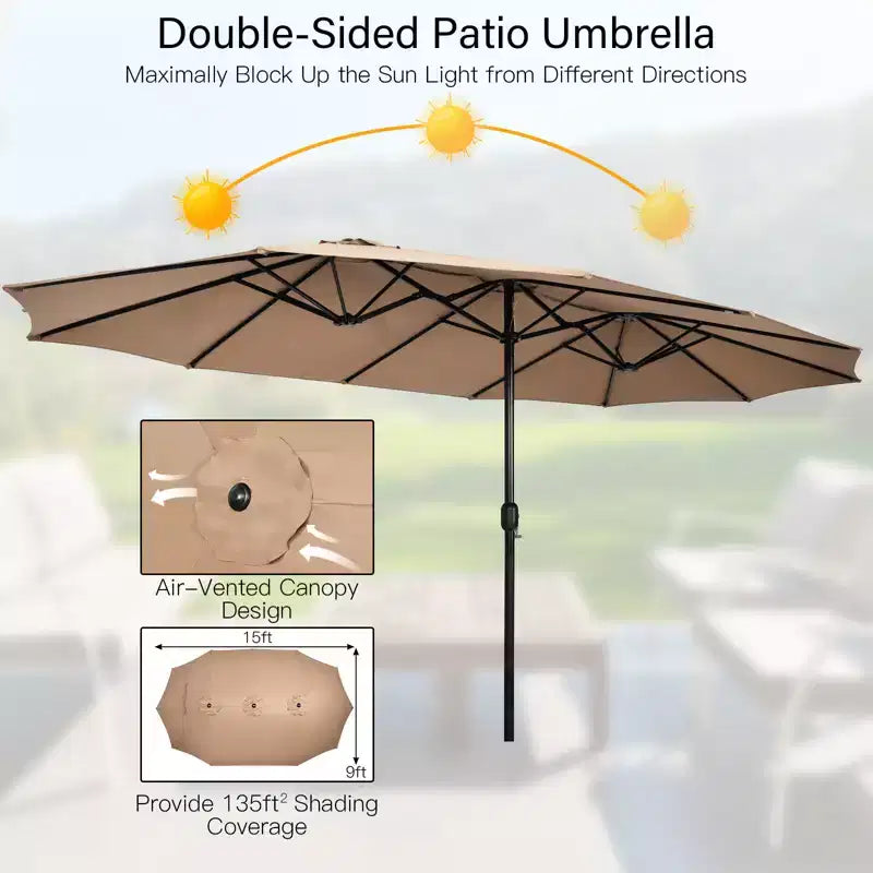 Costway Ensemble de salle à manger en osier de 11 pièces avec parasol de jardin double face 8 chaises orange/turquoise