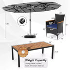 Costway Ensemble de salle à manger en osier de 11 pièces avec parasol de jardin double face 8 chaises orange/turquoise