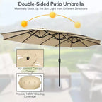 Costway Ensemble de salle à manger en osier de 11 pièces avec parasol de jardin double face 8 chaises orange/turquoise