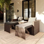 Flash Furniture Nico Indoor/Outdoor Modular Loveseat Sofa Set with Table and Ottomans