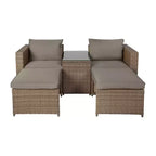 Flash Furniture Nico Indoor/Outdoor Modular Loveseat Sofa Set with Table and Ottomans