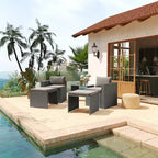 Flash Furniture Nico Indoor/Outdoor Modular Loveseat Sofa Set with Table and Ottomans