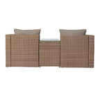 Ensemble de canapés modulaires en rotin tressé Merrick Lane pour intérieur/extérieur avec causeuse, poufs et table en verre trempé