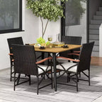 Costway 5 PCS Patio PE Wicker Dining Set Table and Chairs with Cushions 1.9 Umbrella Hole