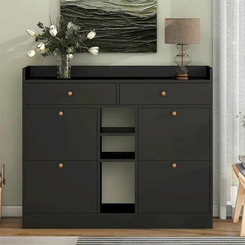Merax Multifunctional 2-Tier Shoe Storage Organizer with Drawers