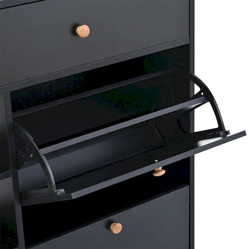Scarpiera a 2 livelli con 4 cassetti a ribalta e ripiano regolabile – 50,7L x 9,4P x 42,5A