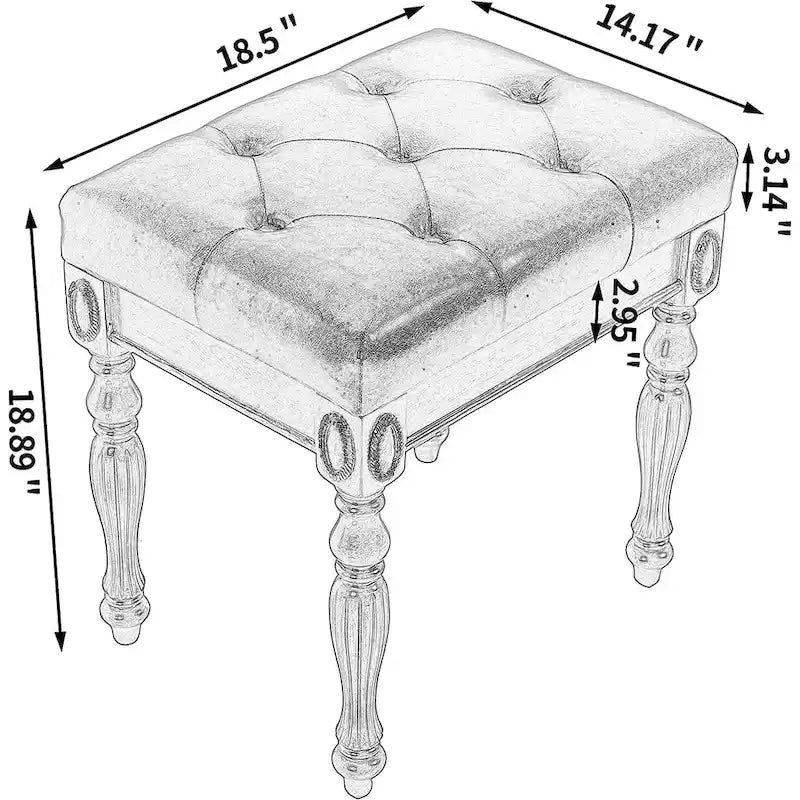 Panca portascarpe tradizionale con cuscino trapuntato a bottoni, gambe tornite in legno, panca imbottita da ingresso