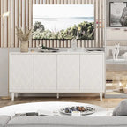 Mobile moderno a 4 ante con motivo curvo 3D, chiusura a pressione, mobile TV e credenza buffet