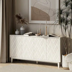 Mobile moderno a 4 ante con motivo curvo 3D, chiusura a pressione, mobile TV e credenza buffet