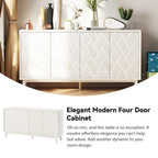 Mobile moderno a 4 ante con motivo curvo 3D, chiusura a pressione, mobile TV e credenza buffet