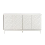 Mobile moderno a 4 ante con motivo curvo 3D, chiusura a pressione, mobile TV e credenza buffet