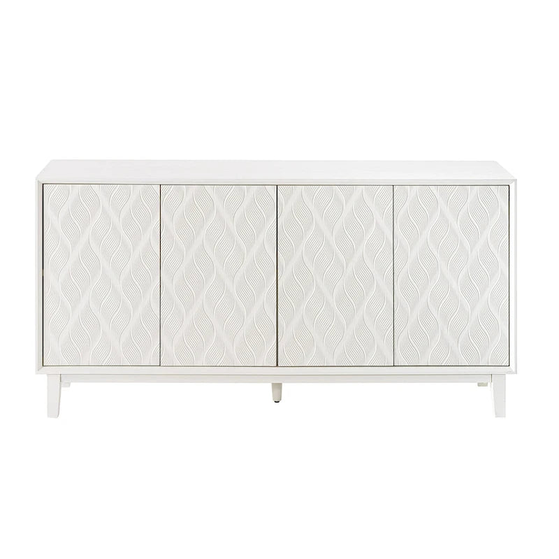 Mobile moderno a 4 ante con motivo curvo 3D, chiusura a pressione, mobile TV e credenza buffet