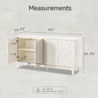 Mobile moderno a 4 ante con motivo curvo 3D, chiusura a pressione, mobile TV e credenza buffet