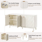 Mobile moderno a 4 ante con motivo curvo 3D, chiusura a pressione, mobile TV e credenza buffet