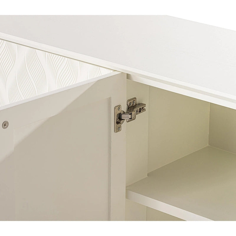 Mobile moderno a 4 ante con motivo curvo 3D, chiusura a pressione, mobile TV e credenza buffet