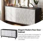 Mobile moderno a 4 ante con motivo curvo 3D, chiusura a pressione, mobile TV e credenza buffet
