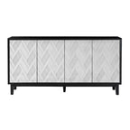 Mobile moderno a 4 ante con motivo curvo 3D, chiusura a pressione, mobile TV e credenza buffet