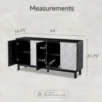 Mobile moderno a 4 ante con motivo curvo 3D, chiusura a pressione, mobile TV e credenza buffet