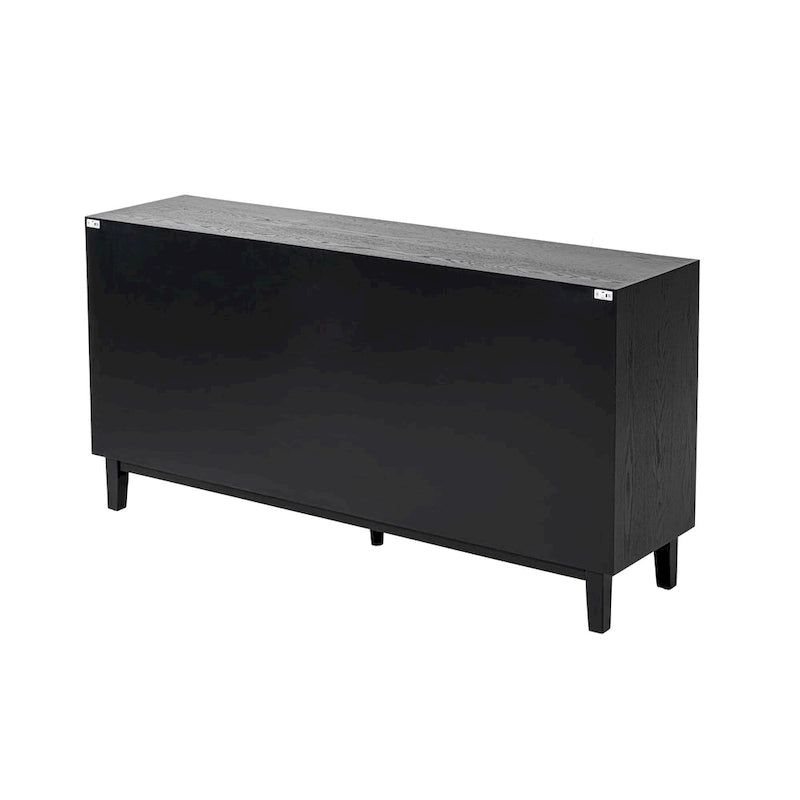 Mobile moderno a 4 ante con motivo curvo 3D, chiusura a pressione, mobile TV e credenza buffet