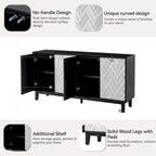 Mobile moderno a 4 ante con motivo curvo 3D, chiusura a pressione, mobile TV e credenza buffet