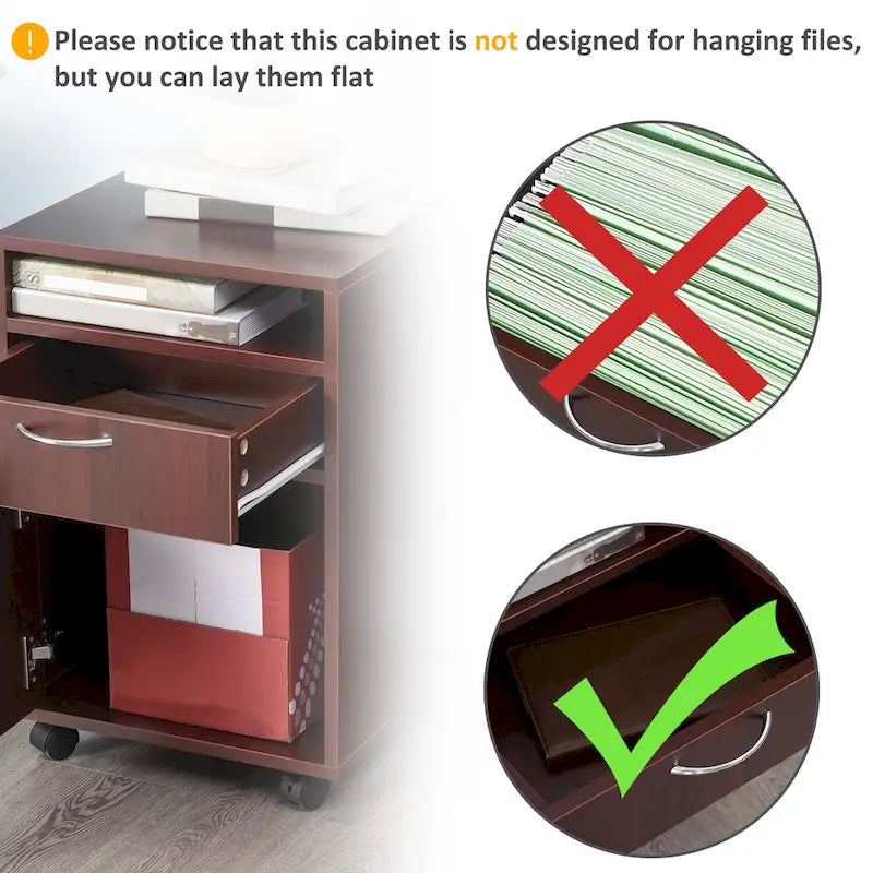 Organizzatore di mobili contenitori con cassetti e armadietto, supporto stampante con rotelle