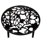 LeisureMod Devon Ensemble de salle à manger d'extérieur 3 pièces en aluminium avec table en verre trempé et 2 chaises empilables motif fleur