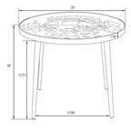 LeisureMod Devon Ensemble de salle à manger d'extérieur 3 pièces en aluminium avec table en verre trempé et 2 chaises empilables motif fleur