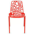 LeisureMod Devon Ensemble de salle à manger d'extérieur 3 pièces en aluminium avec table en verre trempé et 2 chaises empilables motif fleur