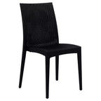 Ensemble de salle à manger d'extérieur rectangulaire 7 pièces LeisureMod Mace Mid-Century avec 4 chaises d'appoint et 2 fauteuils