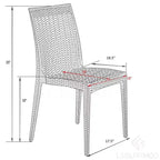 Ensemble de salle à manger d'extérieur rectangulaire 7 pièces LeisureMod Mace Mid-Century avec 4 chaises d'appoint et 2 fauteuils