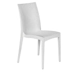 Ensemble de salle à manger d'extérieur rectangulaire 7 pièces LeisureMod Mace Mid-Century avec 4 chaises d'appoint et 2 fauteuils