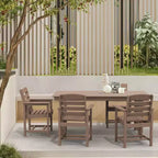 Hyleory 7pc Outdoor Dining Set, 66.9'' Rectangular Table w/Umbrella Hole and 6 Chairs