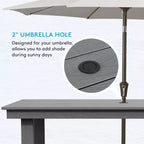 Hyleory 7pc Outdoor Dining Set, 66.9'' Rectangular Table w/Umbrella Hole and 6 Chairs