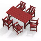 Hyleory 7pc Outdoor Dining Set, 66.9'' Rectangular Table w/Umbrella Hole and 6 Chairs
