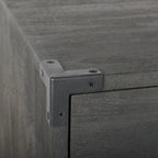 Mobiletto accentato a 3 cassetti in legno di mango indiano marrone scuro con base in ferro nero