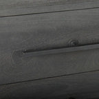 Mobiletto accentato a 3 cassetti in legno di mango indiano marrone scuro con base in ferro nero