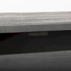Mobiletto accentato a 3 cassetti in legno di mango indiano marrone scuro con base in ferro nero