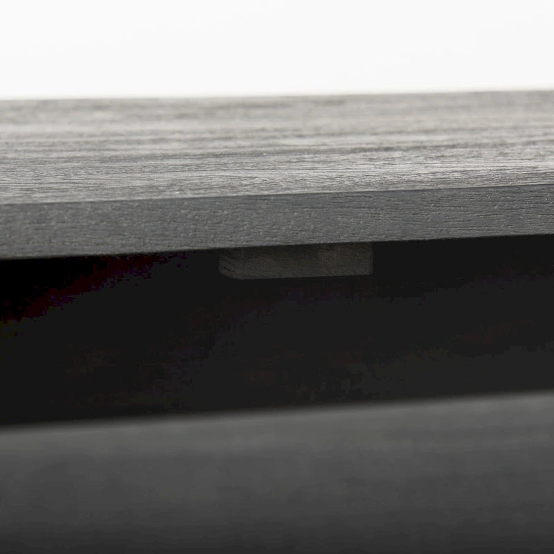 Mobiletto accentato a 3 cassetti in legno di mango indiano marrone scuro con base in ferro nero