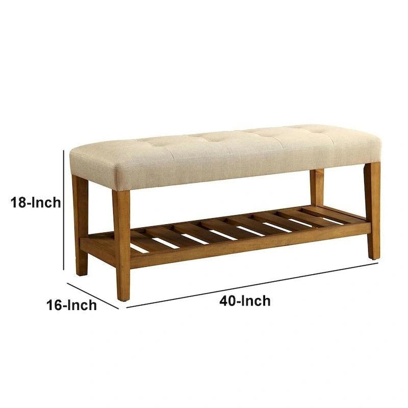 Panca in legno, beige e rovere