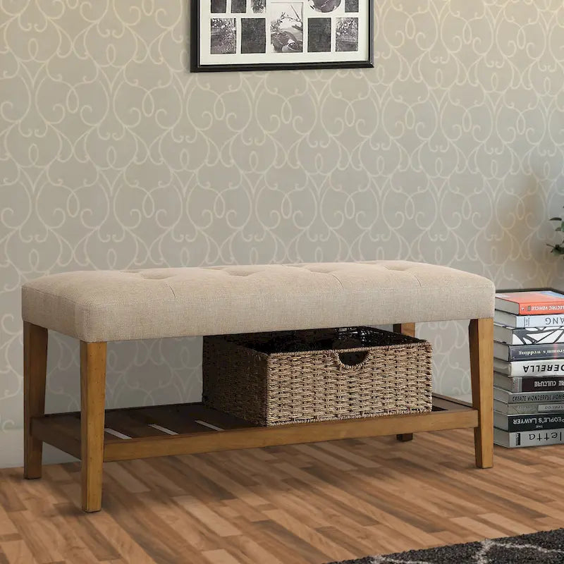 Panca in legno, beige e rovere