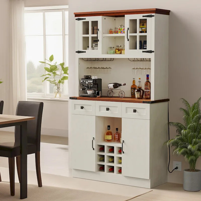 Dispensa da cucina da 72" con portabottiglie, 3 cassetti e stazione di ricarica