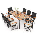 Ensemble de salle à manger Costway 9 pièces pour terrasse avec trou pour parasol de 4,8 cm, accoudoirs en X et coussins de siège