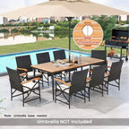 Ensemble de salle à manger Costway 9 pièces pour terrasse avec trou pour parasol de 4,8 cm, accoudoirs en X et coussins de siège