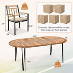 Costway Ensemble de salle à manger d'extérieur 9 pièces avec plateau en bois d'acacia et trou pour parasol en métal