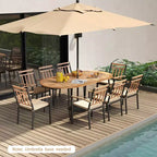 Costway Ensemble de salle à manger d'extérieur 9 pièces avec plateau en bois d'acacia et trou pour parasol en métal