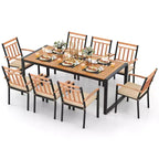 Costway Ensemble de salle à manger d'extérieur 9 pièces avec coussins moelleux et trou de parasol de 4,8 cm pour jardin