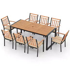 Costway Ensemble de salle à manger d'extérieur 9 pièces avec coussins moelleux et trou de parasol de 4,8 cm pour jardin